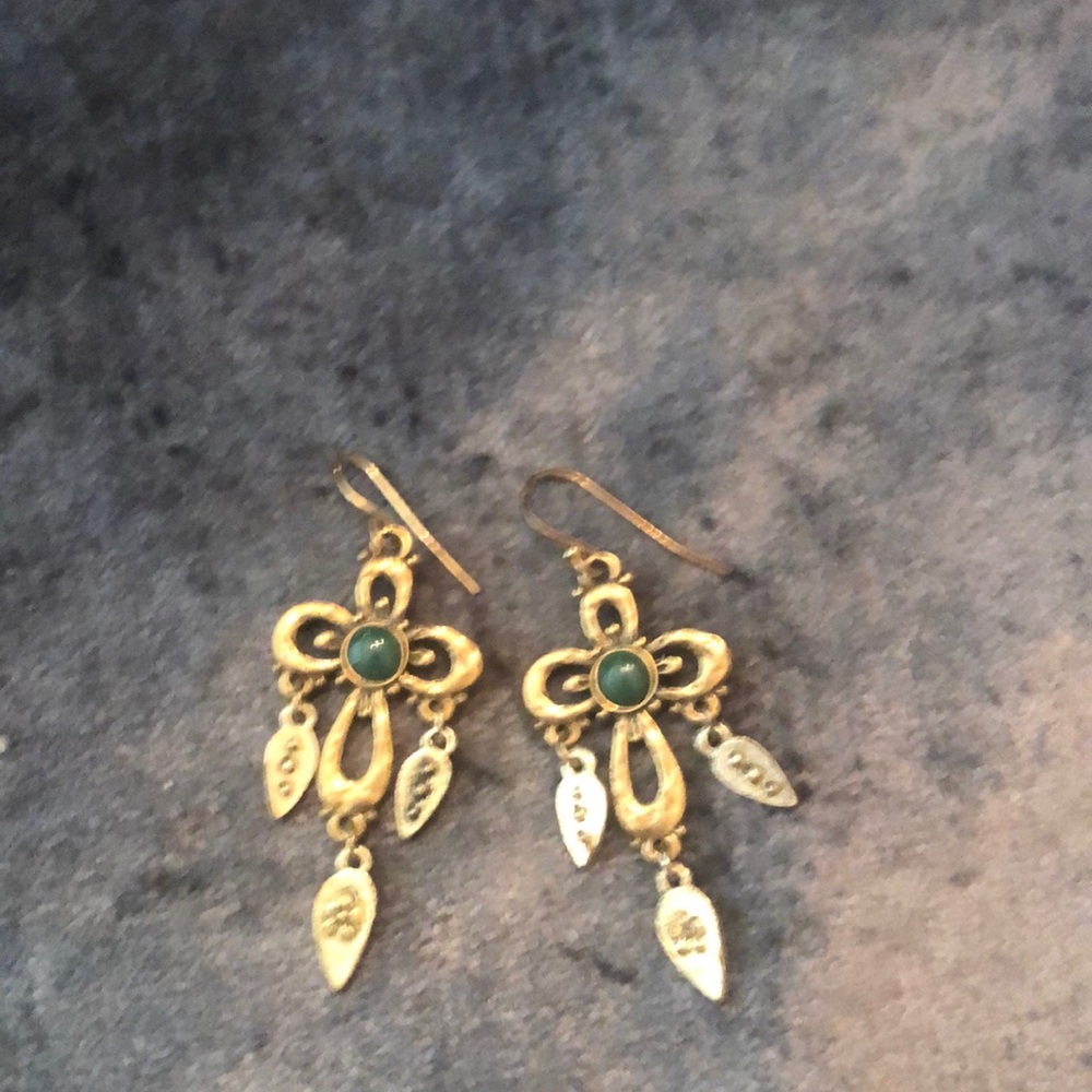 Elegant Gold and Green Dangle Earrings